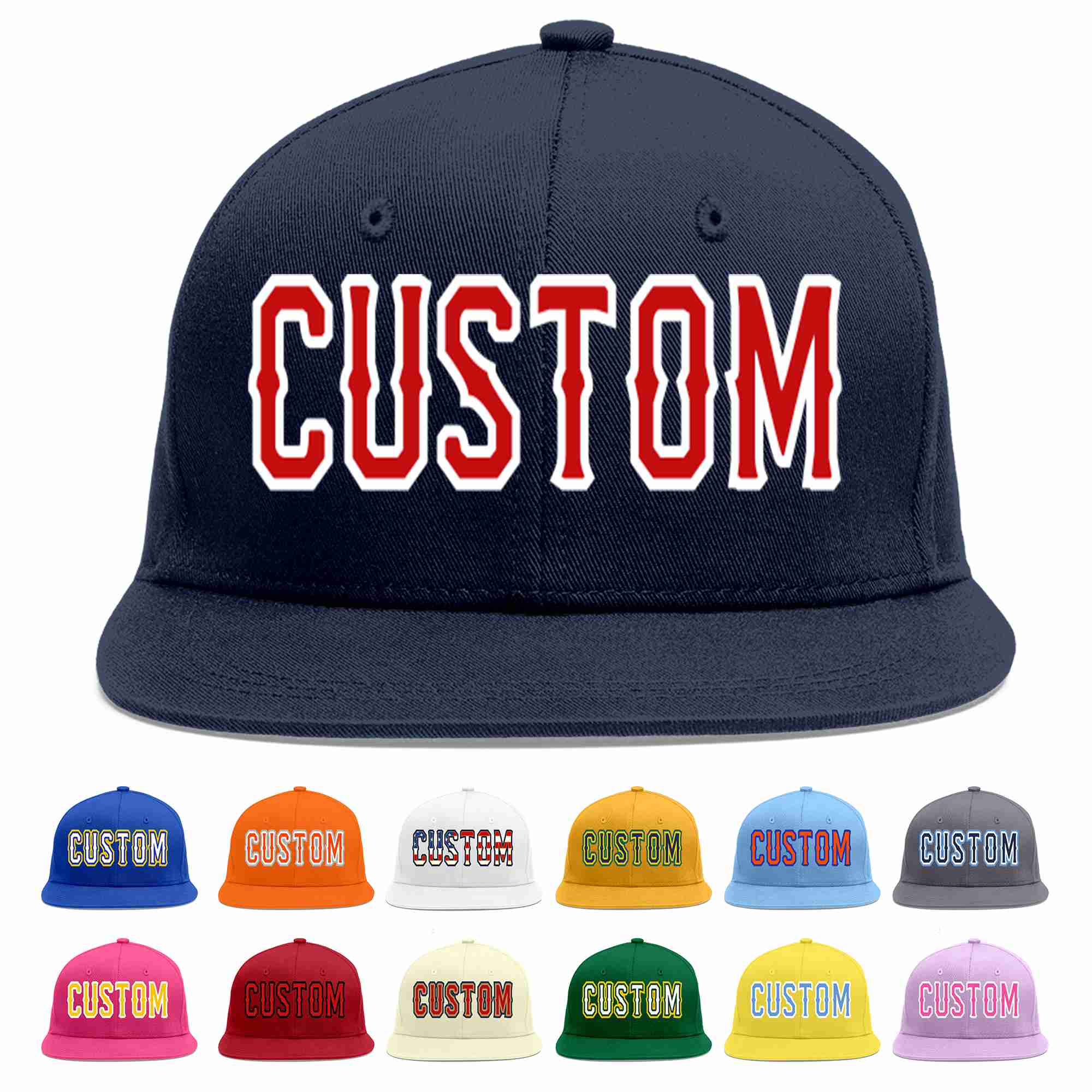 Custom Navy Red-White Casual Sport Baseball Cap