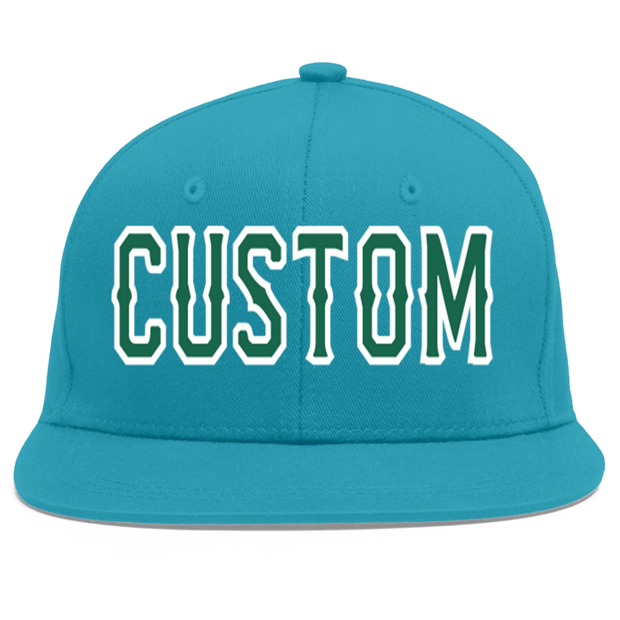 Casquette de baseball personnalisée Aqua Kelly vert-blanc Flat Eaves Sport