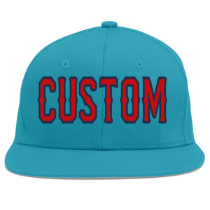 Casquette de baseball personnalisée Aqua Red-Navy Flat Eaves Sport