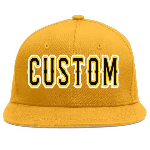 Custom Gold Black-Gold Flat Eaves Sport Baseball Cap