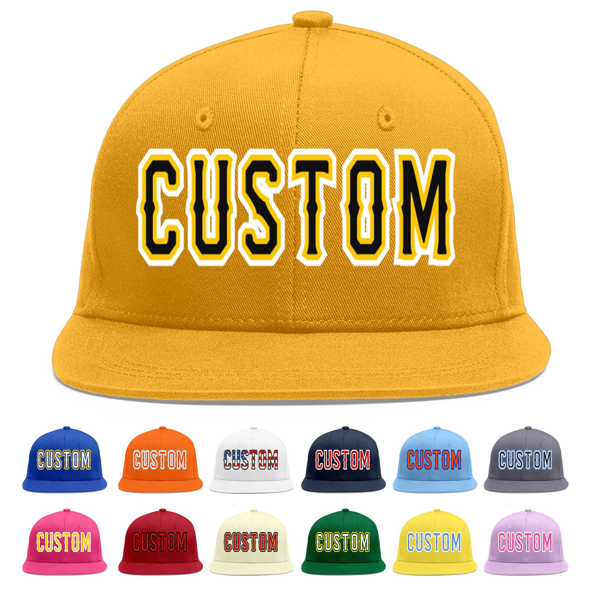 Custom Gold Black-Gold Flat Eaves Sport Baseball Cap