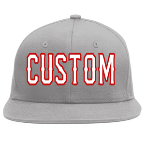 Casquette de baseball sport personnalisée gris blanc-rouge Flat Eaves