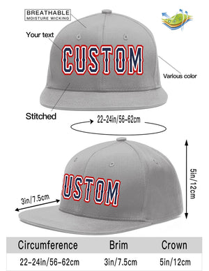 Custom Gray Navy-White Flat Eaves Sport Baseball Cap