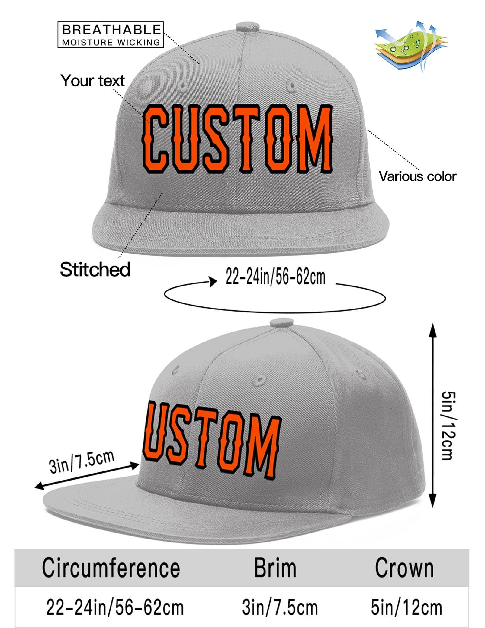 Custom Gray Orange-Black Flat Eaves Sport Baseball Cap