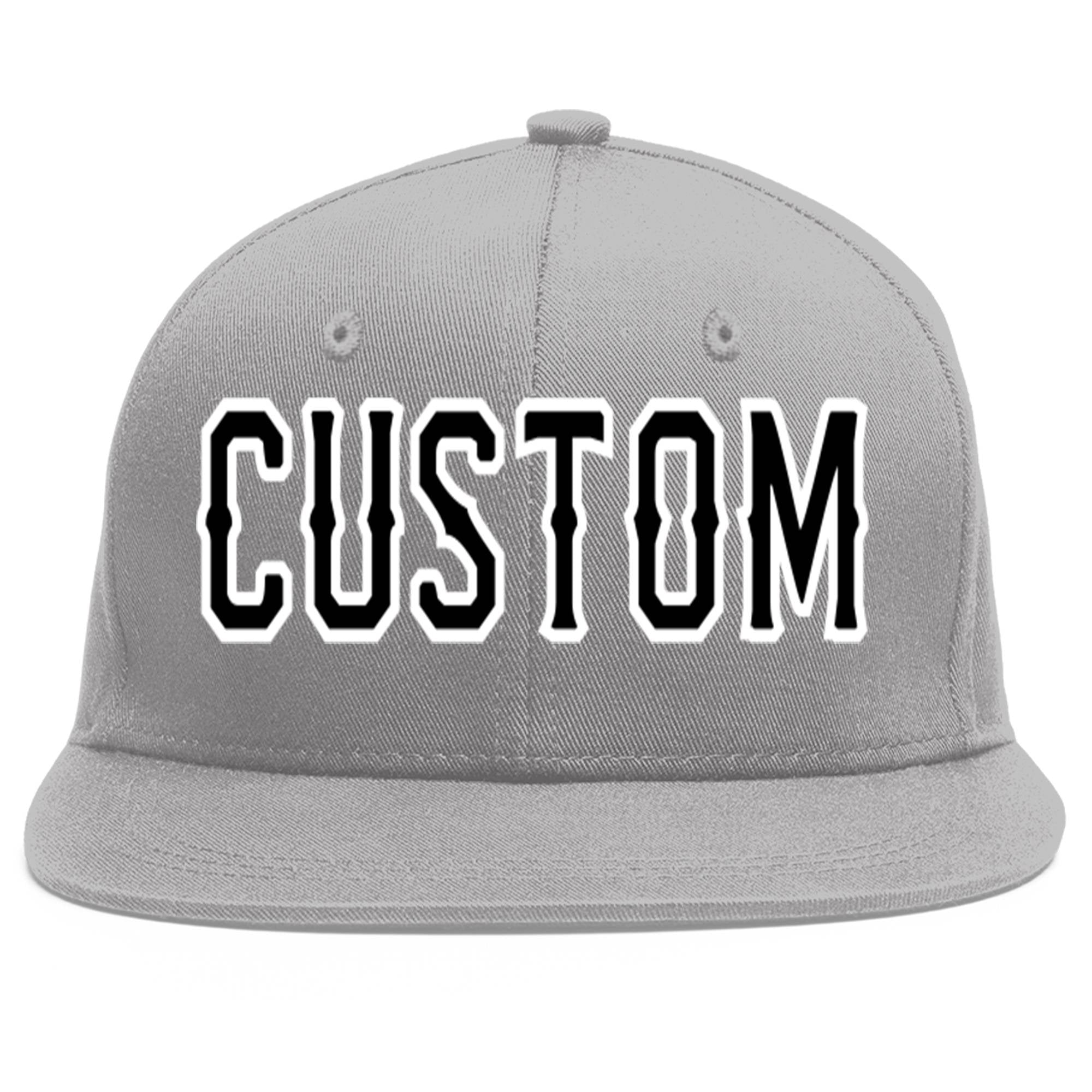 Casquette de baseball sport personnalisée gris noir-blanc Flat Eaves