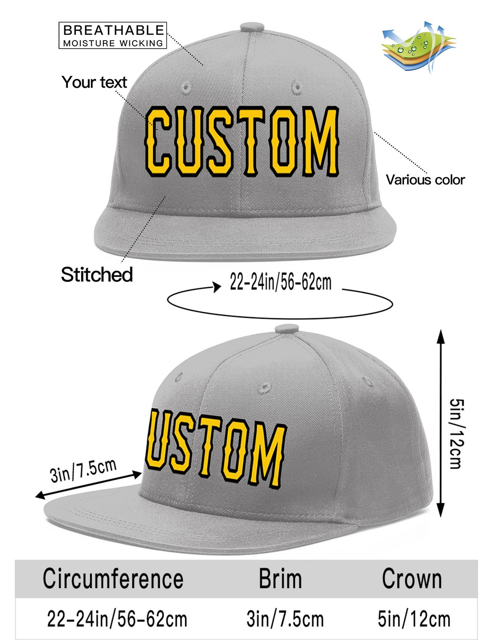 Custom Gray Gold-Black Flat Eaves Sport Baseball Cap