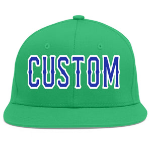 Custom Teal Royal-White Flat Eaves Sport Baseball Cap