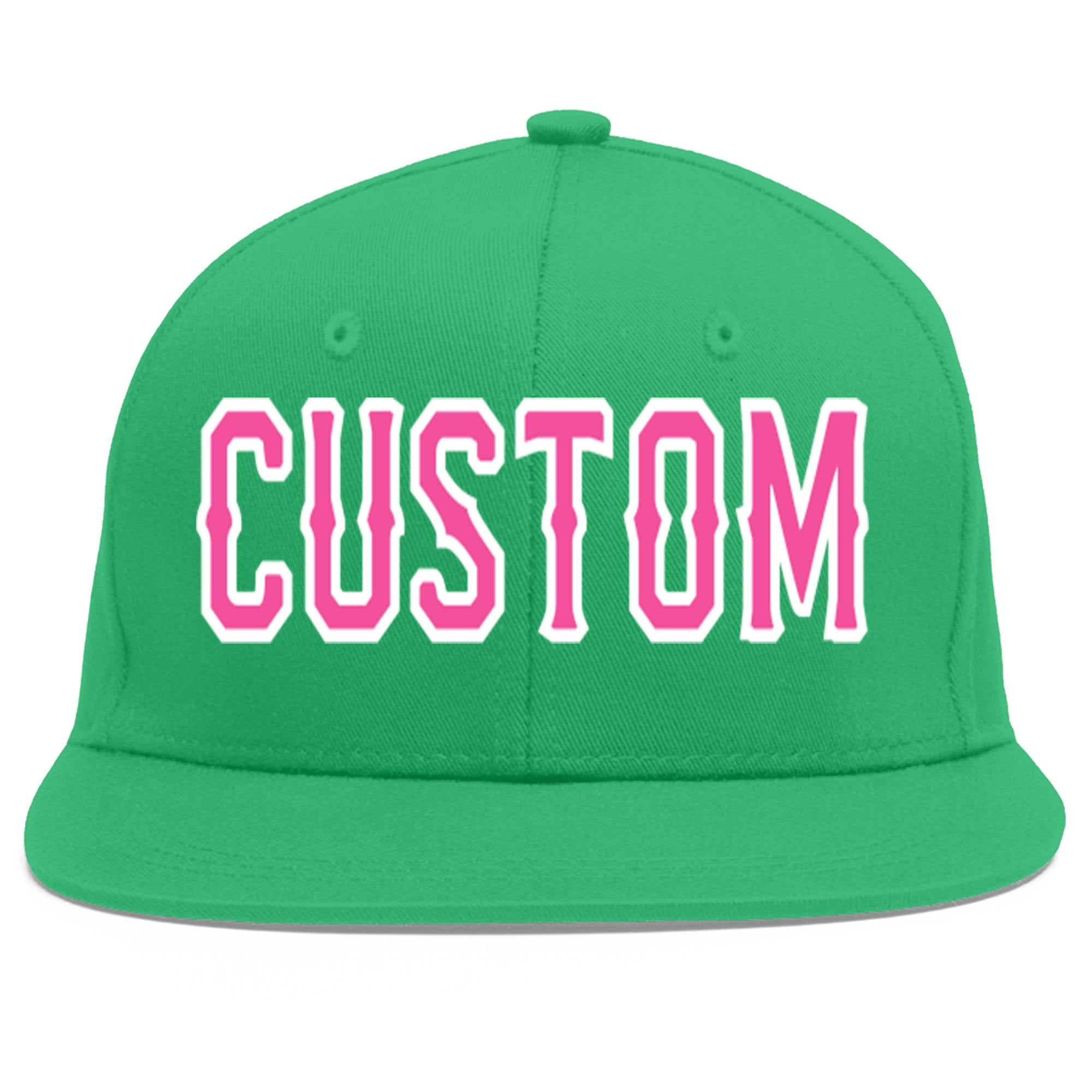 Custom Teal Pink-White Flat Eaves Sport Baseball Cap