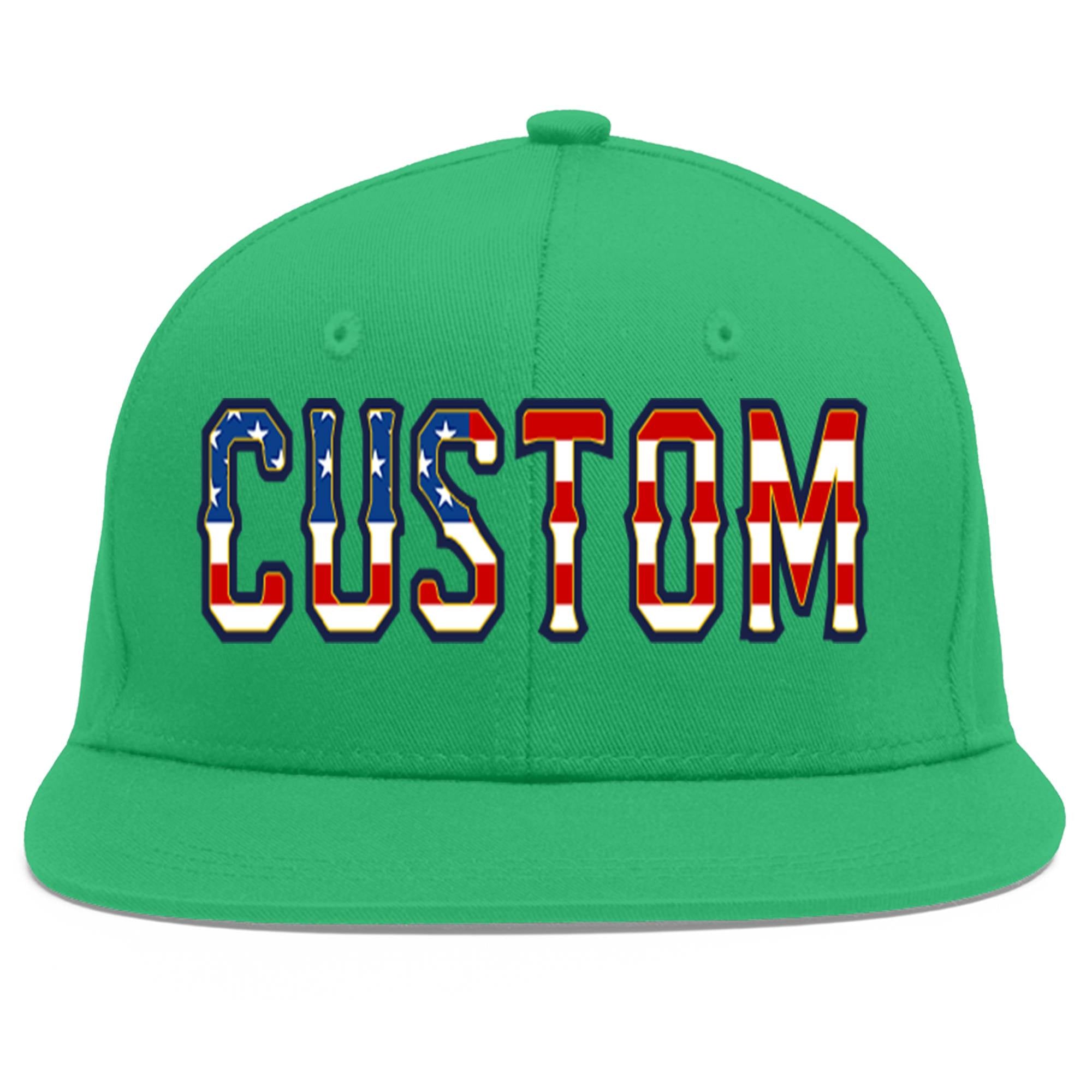 Custom Teal Vintage USA Flag-Gold Flat Eaves Sport Baseball Cap