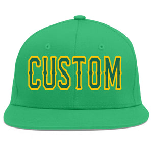 Custom Teal Kelly Green-Gold Flat Eaves Sport Baseball Cap