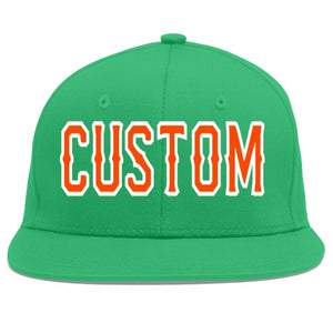 Custom Teal Orange-White Flat Eaves Sport Baseball Cap