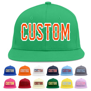 Custom Teal Orange-White Flat Eaves Sport Baseball Cap