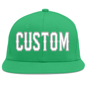 Custom Teal White-Gray Flat Eaves Sport Baseball Cap