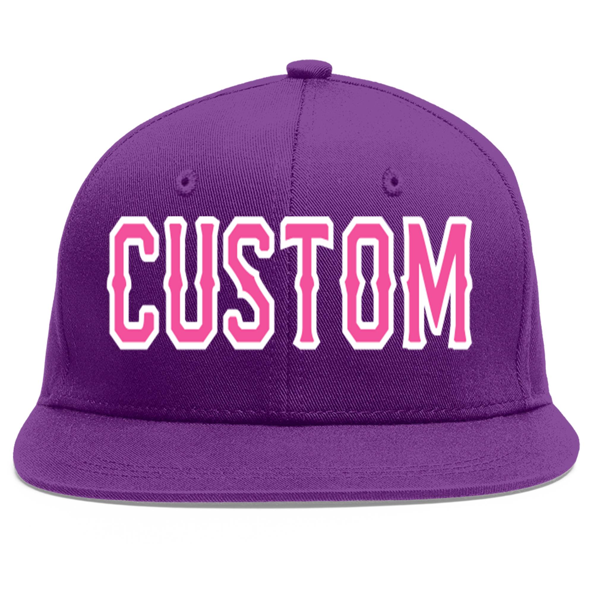 Casquette de baseball sport personnalisée violet rose-blanc avec avant-toit plat