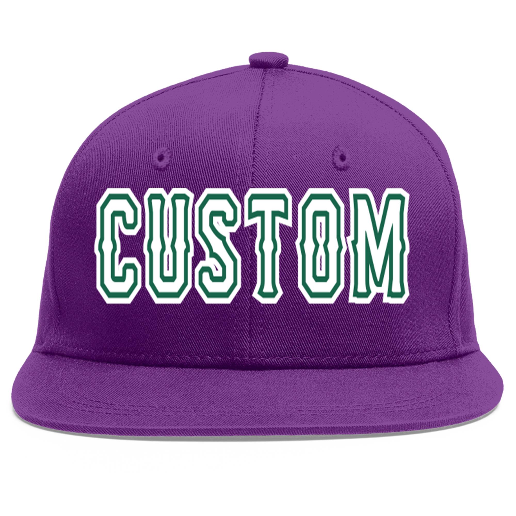 Casquette de baseball personnalisée violet blanc-vert Kelly Flat Eaves