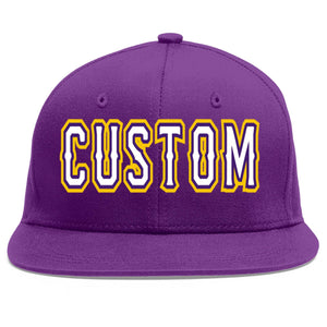 Casquette de baseball sport personnalisée violet blanc-violet plat Eaves