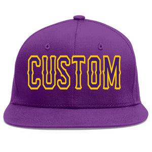 Casquette de baseball personnalisée violet violet-or Flat Eaves Sport