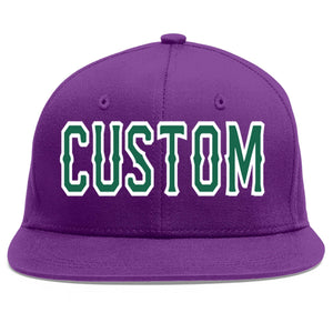 Casquette de baseball personnalisée violet Kelly vert-blanc plat Eaves Sport