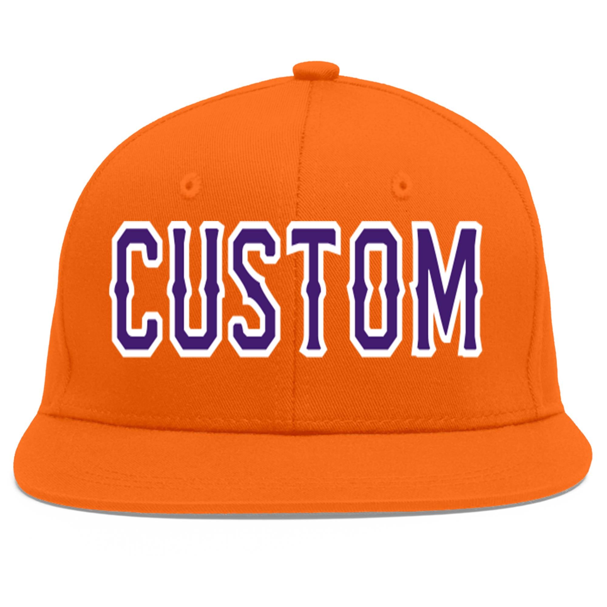 Casquette de baseball personnalisée Orange violet-blanc Flat Eaves Sport