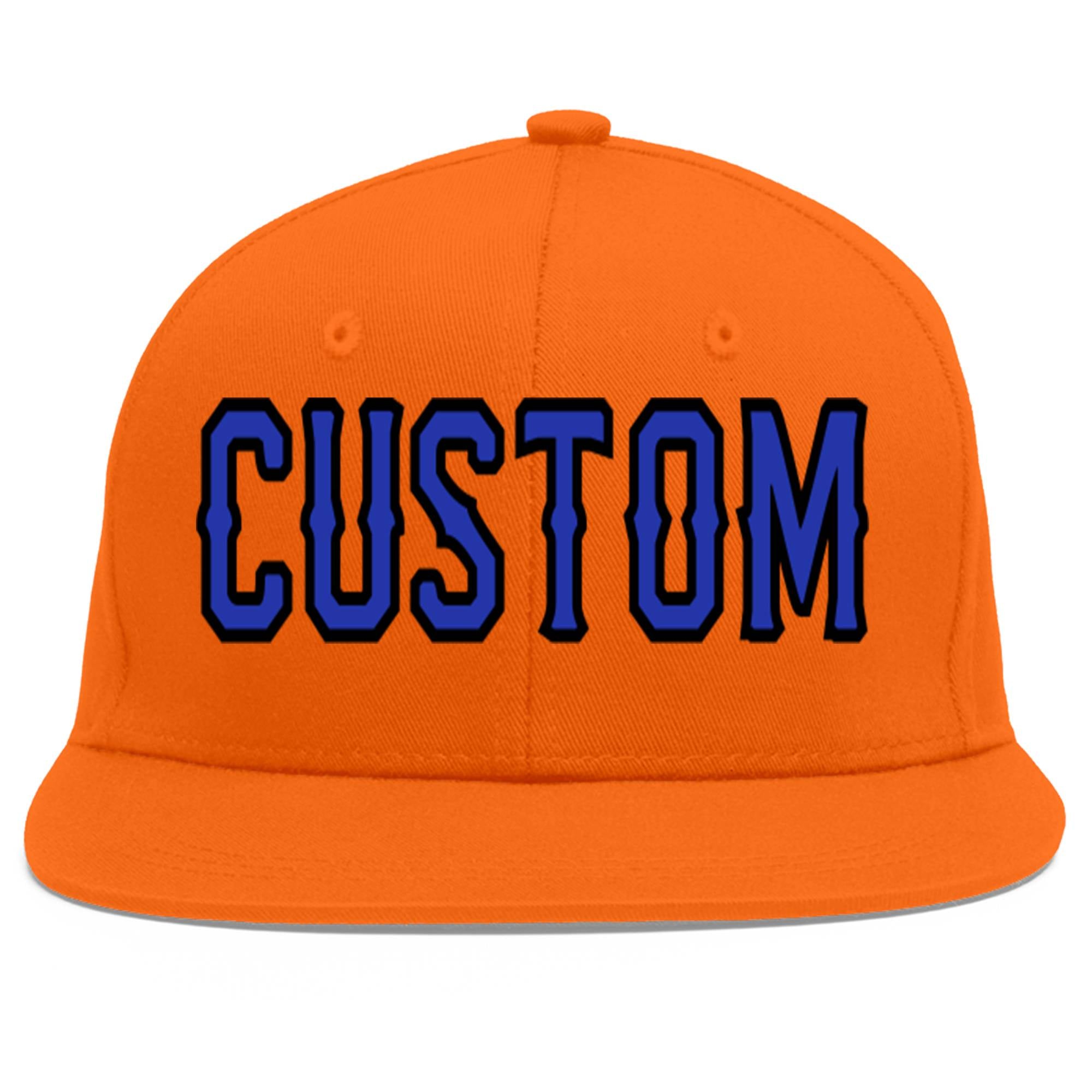 Casquette de baseball sport personnalisée Orange Royal-Black Flat Eaves