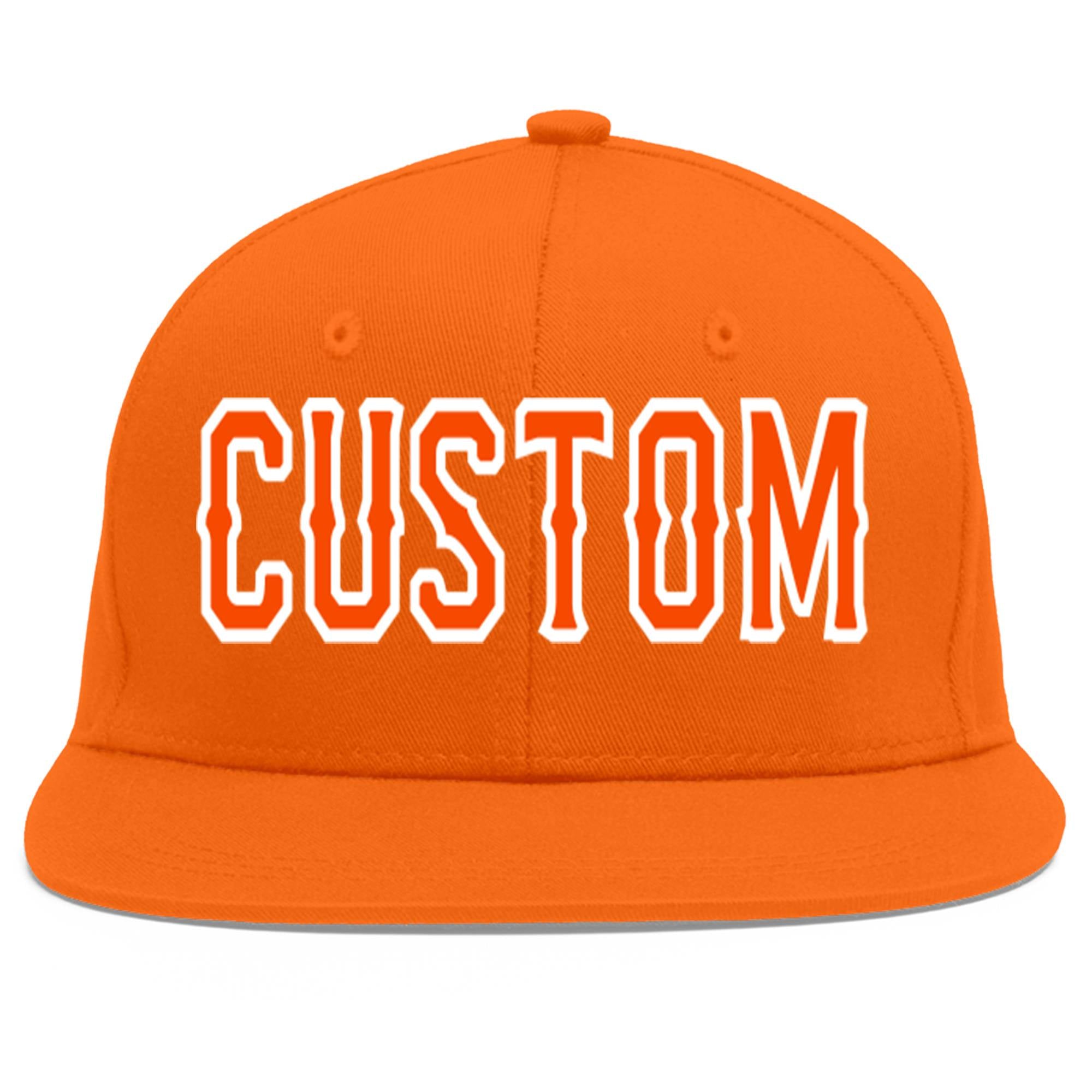 Casquette de baseball sport personnalisée Orange Orange-Blanc Flat Eaves