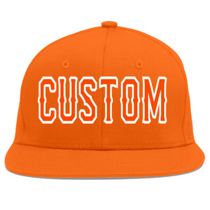 Custom Orange Orange-White Flat Eaves Sport Baseball Cap