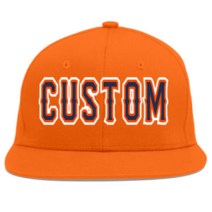 Custom Orange Navy-Orange Flat Eaves Sport Baseball Cap