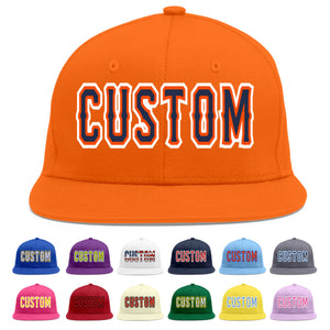 Custom Orange Navy-Orange Flat Eaves Sport Baseball Cap