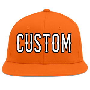 Custom Orange White-Black Flat Eaves Sport Baseball Cap