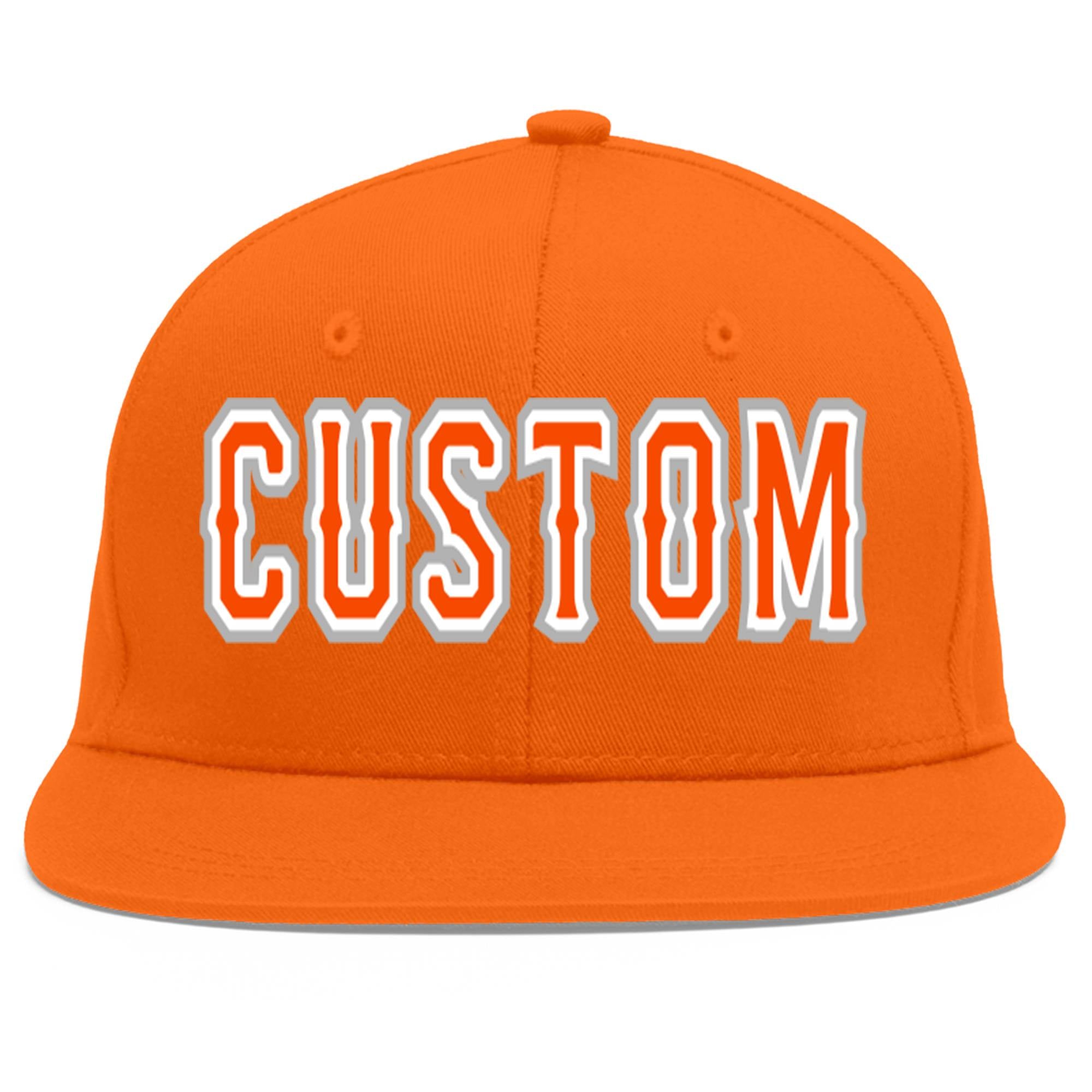 Custom Orange Orange-White Flat Eaves Sport Baseball Cap