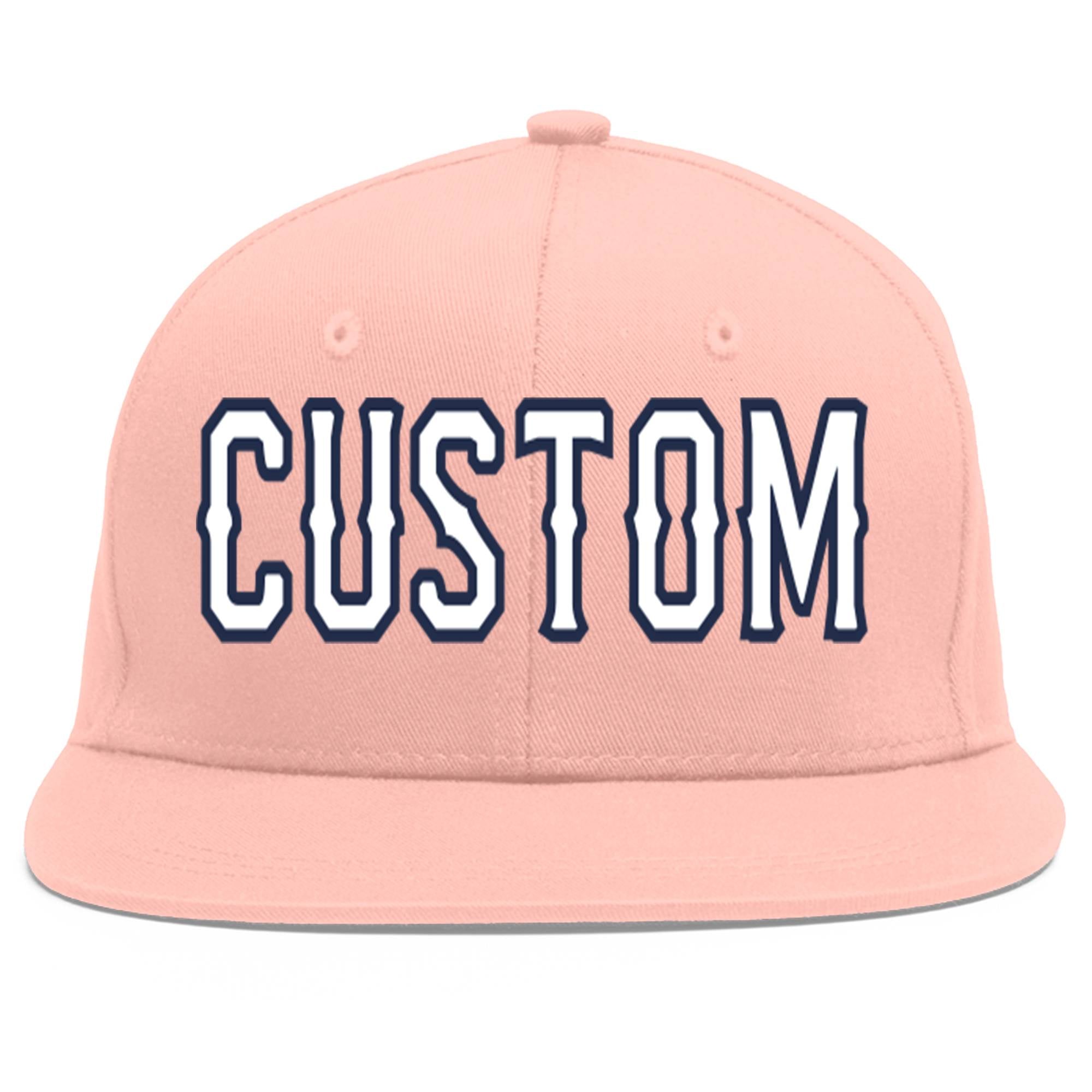 Casquette de baseball sport personnalisée rose blanc-marine Flat Eaves