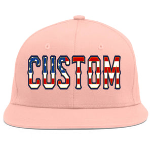 Casquette de baseball de sport rose personnalisée avec drapeau américain vintage et avant-toit plat