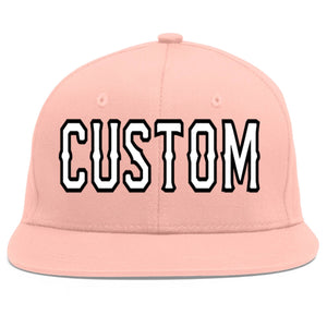 Custom Pink White-Black Flat Eaves Sport Baseball Cap