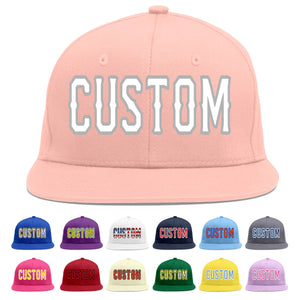 Custom Pink White-Gray Flat Eaves Sport Baseball Cap