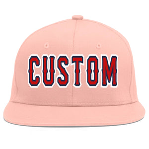 Casquette de baseball sport personnalisée rose rouge-marine Flat Eaves