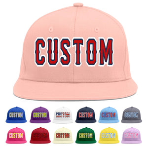 Casquette de baseball sport personnalisée rose rouge-marine Flat Eaves