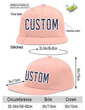 Custom Pink Navy-White Flat Eaves Sport Baseball Cap