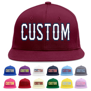 Custom Crimson White-Navy Flat Eaves Sport Baseball Cap