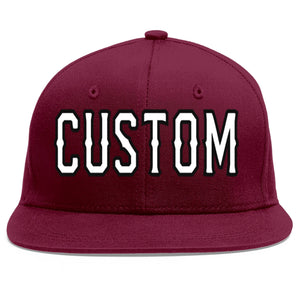 Custom Crimson White-Black Flat Eaves Sport Baseball Cap