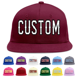 Custom Crimson White-Black Flat Eaves Sport Baseball Cap