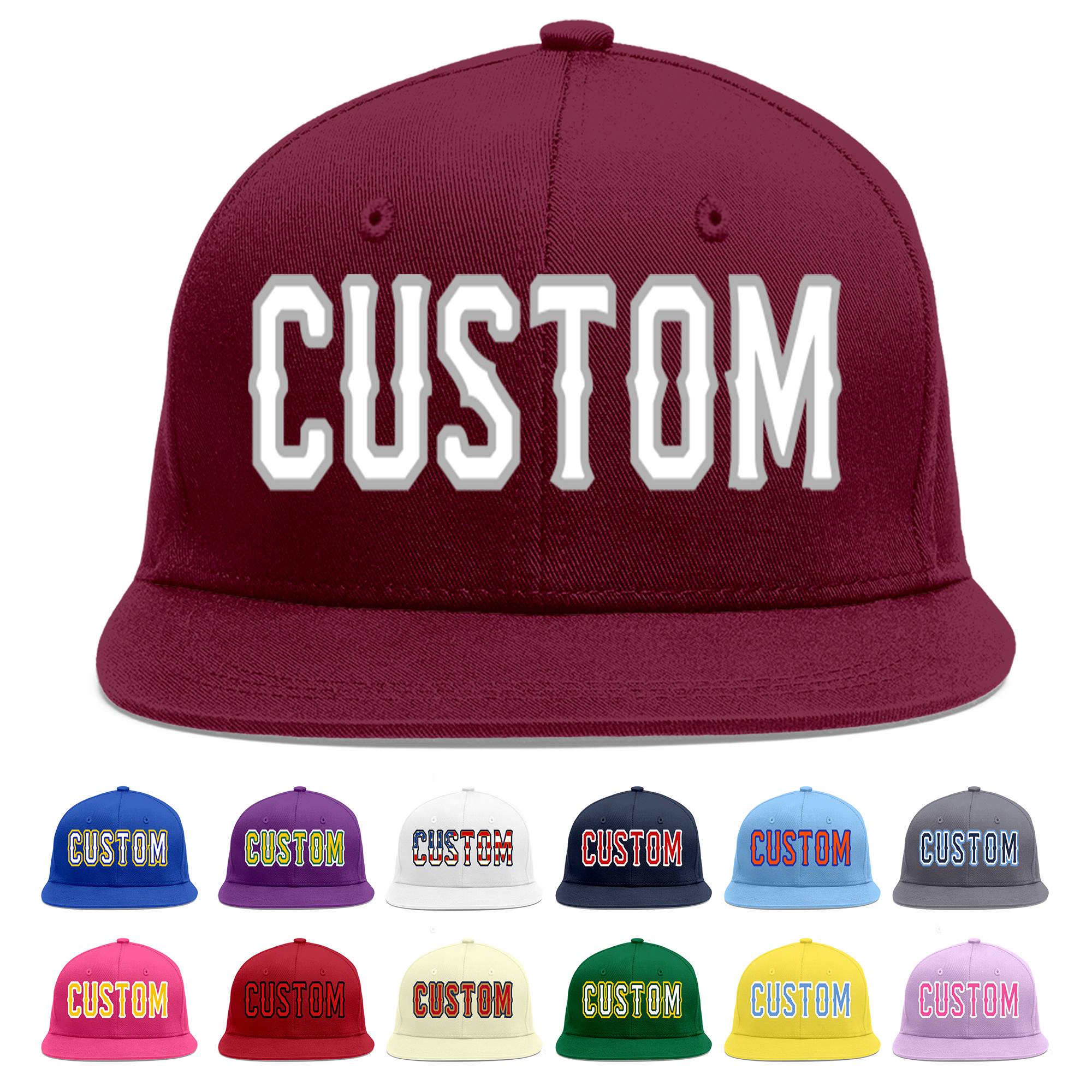 Casquette de baseball sport personnalisée Crimson blanc-gris Flat Eaves