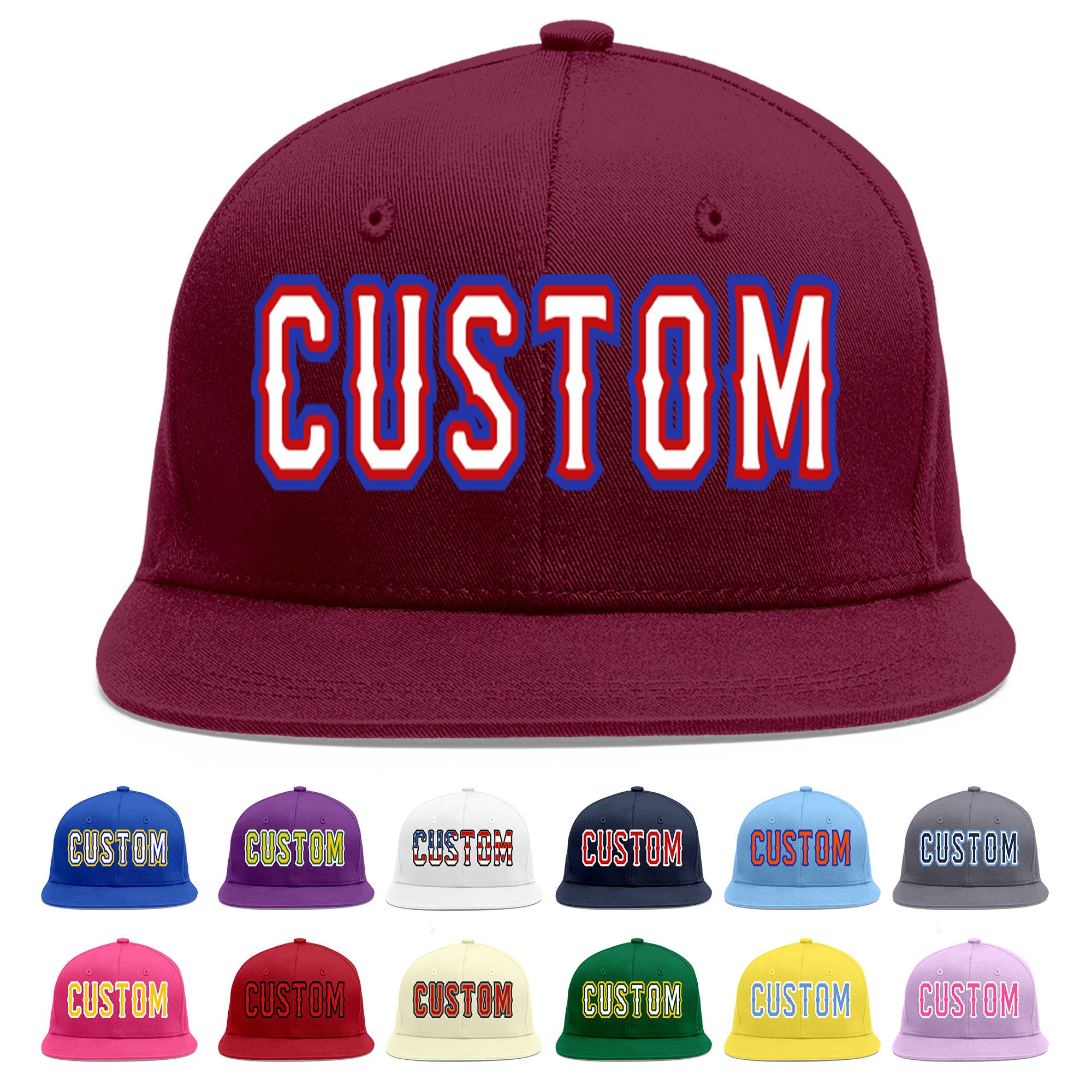 Casquette de baseball sport personnalisée Crimson blanc-rouge Flat Eaves