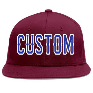 Casquette de baseball sport personnalisée Crimson Royal-White Flat Eaves