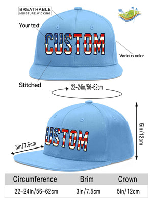 Custom Light Blue Vintage USA Flag-Gold Flat Eaves Sport Baseball Cap