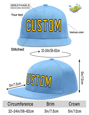 Casquette de baseball sport personnalisée bleu clair or-marine Flat Eaves