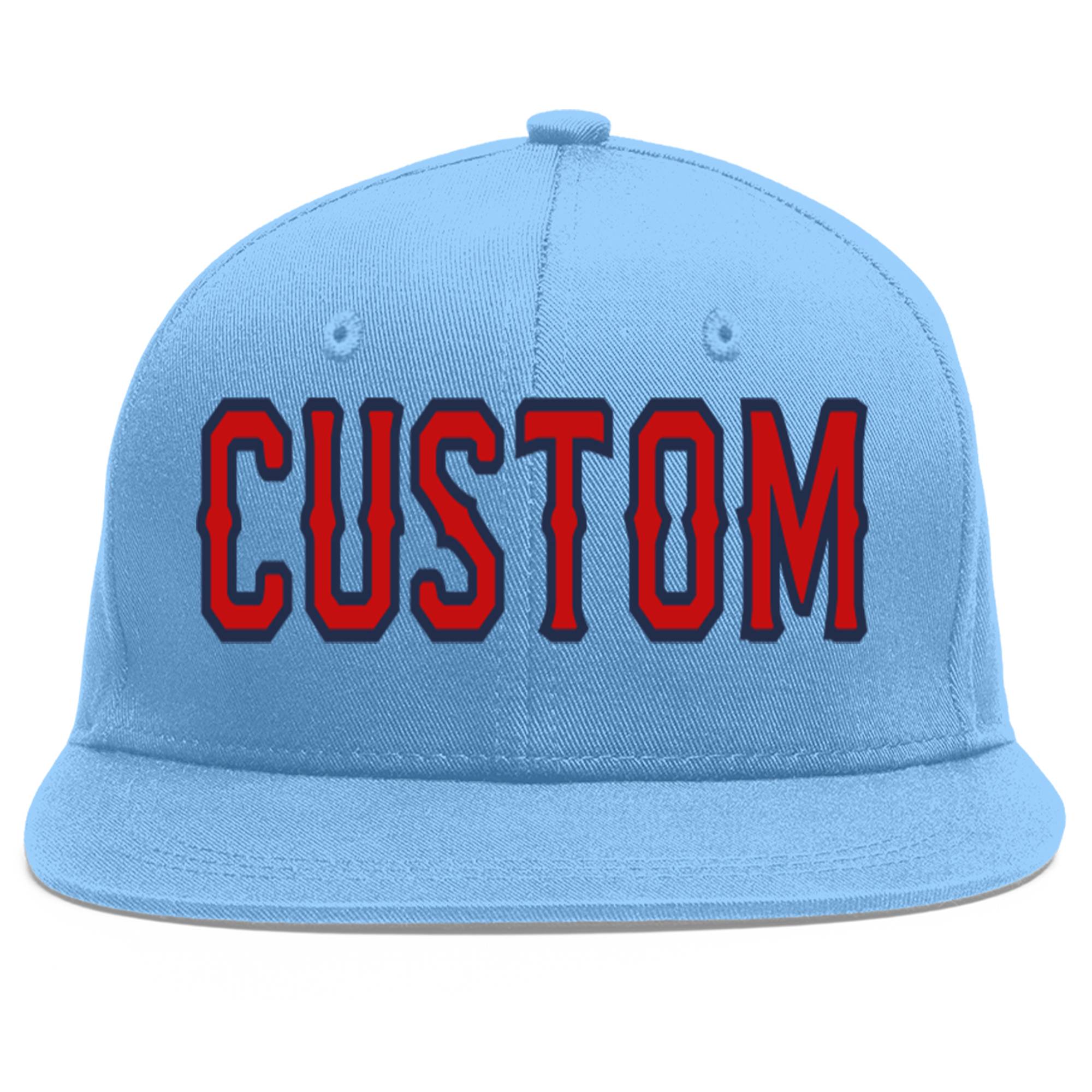 Casquette de baseball sport personnalisée bleu clair rouge-marine Flat Eaves