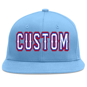 Casquette de baseball personnalisée bleu clair blanc-royal Flat Eaves Sport