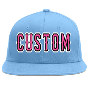 Casquette de baseball sport personnalisée bleu clair rose-noir Flat Eaves