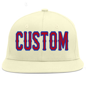 Custom Cream Red-Royal Flat Eaves Sport Baseball Cap