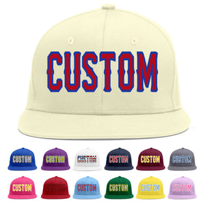 Custom Cream Red-Royal Flat Eaves Sport Baseball Cap